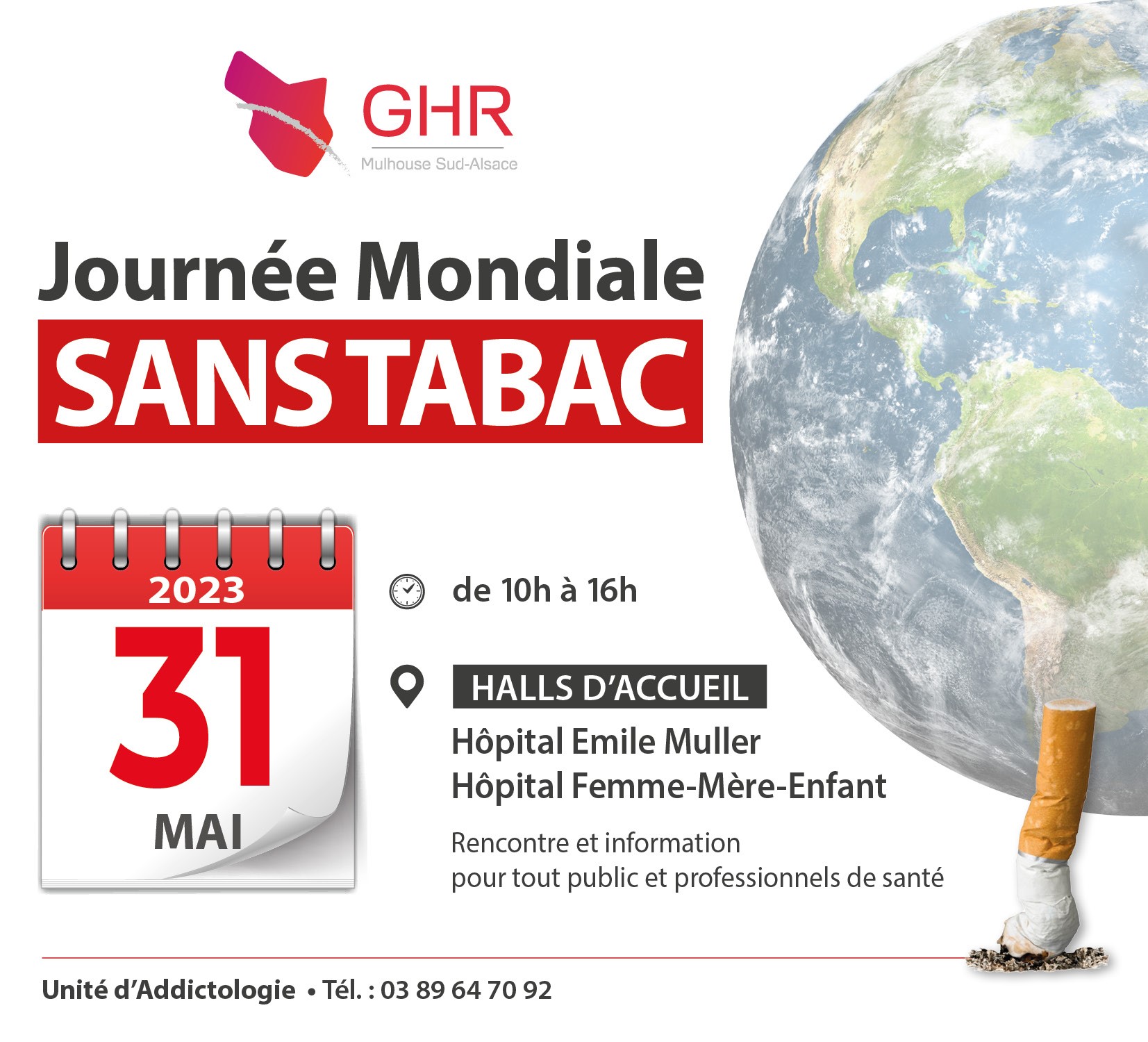 Journée Mondiale sans Tabac - Stand d'information - GHR Mulhouse Sud Alsace